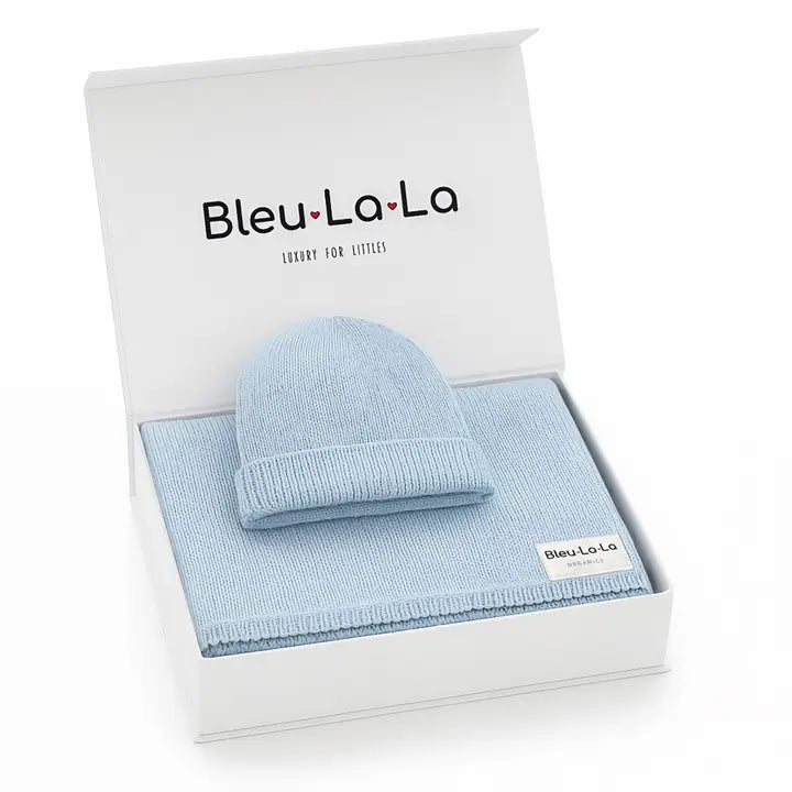 Luxe Organic Cotton Knit Blanket & Hat Gift Set