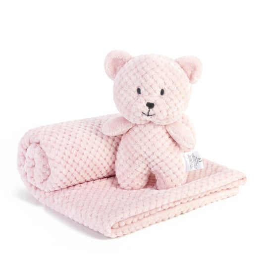 Plush Bear & Blanket 2 Piece Set (Assorted Colors)